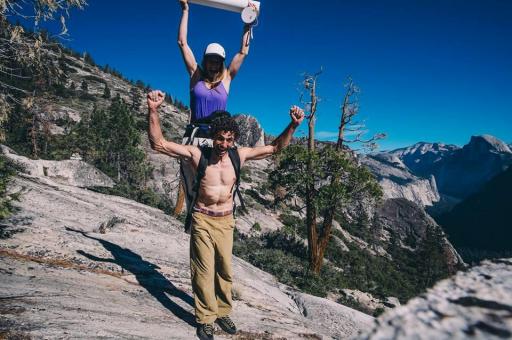 Barbara Zangerl and Jacopo Larcher after topping out on the Free Zodiac El Capitan Yosemite UKC