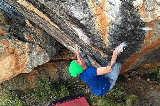 Gabriele Moroni on Power of one 8B Rocklands South Africa