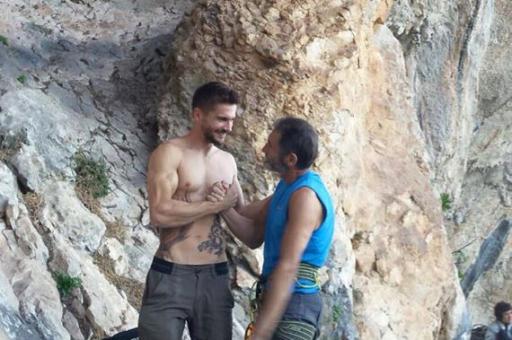 Edu Marin and his father after Edus ascent of Chilam balam 9b