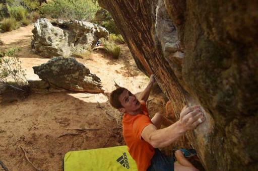 Vadim Timonov on Monkey wedding 8C Rocklands South Africa