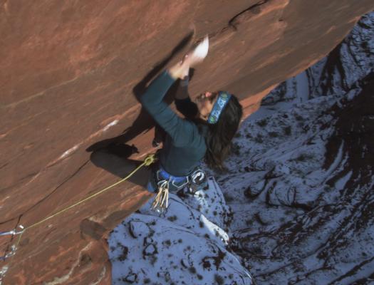 Steph Davis on Maverick Hindu Tower Utah 2