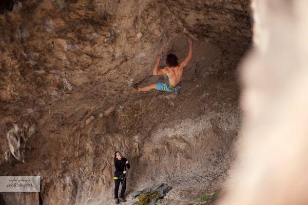 Adam Ondra on Vicious circle 9a b Misja Pec