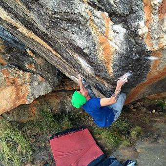Gabriele Moroni on Power of one 8B Rocklands South Africa